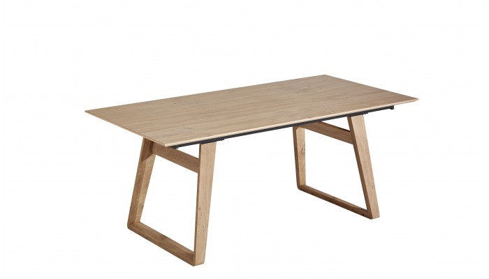 BROOK - Table pieds U en bois 1 allonge de 100 cm