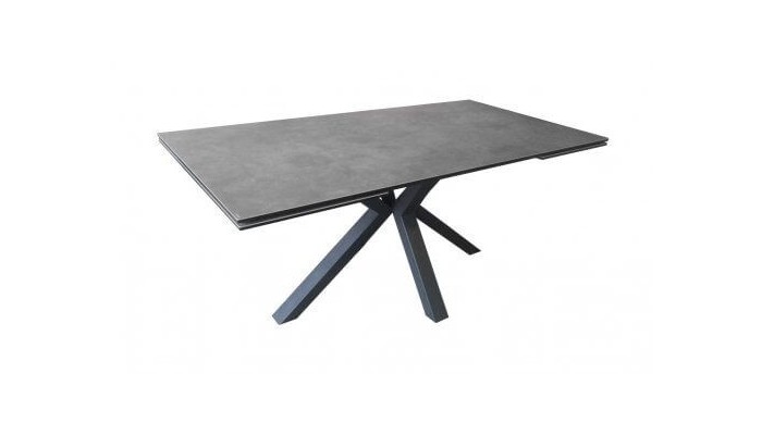 CONCEPT - Table rectangle 2 allonges en bout de 50 cm plateau céramique
