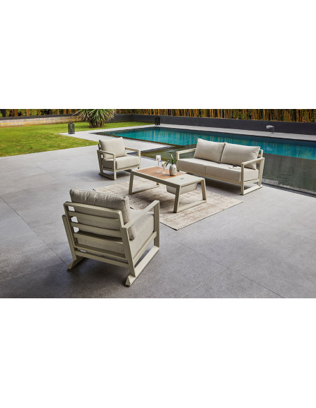 Erth - Coin salon outdoor 1 canapé, 2 fauteuils et 1 table basse 