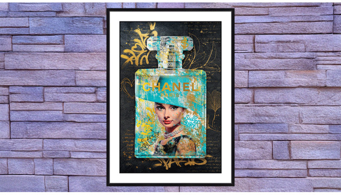 Déco - Image encadrée Bouteille Chanel Hepburn 