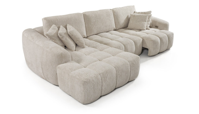 Brandy - Canapé d'angle chaise longue avec 2 assises coulissantes 