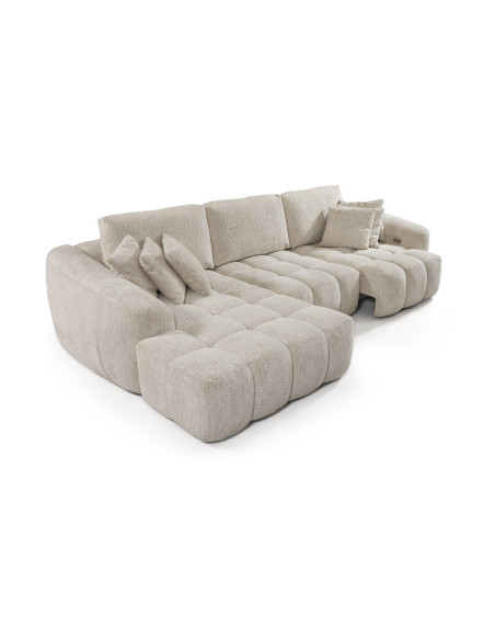 Brandy - Canapé d'angle chaise longue avec 2 assises coulissantes 