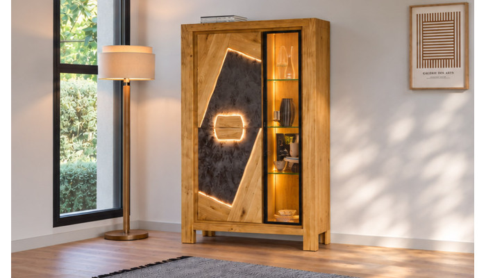 Extrême - Vitrine 2 portes bois 1 porte verre 