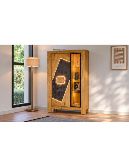 Extrême - Vitrine 2 portes bois 1 porte verre 