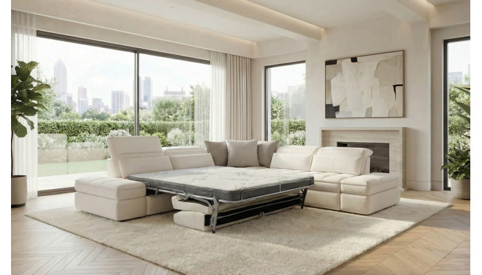Moove - Canapé d'angle relaxation convertible 