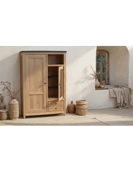 Vauban - Vitrine 2 portes 2 tiroirs 1 niche 