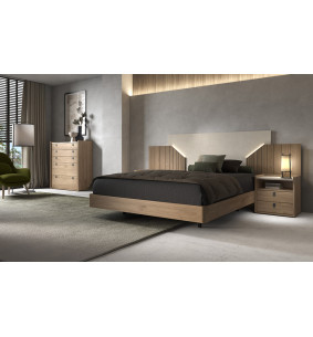 Salsa - Lit pour couchage 140x190 avec 2 chevets 