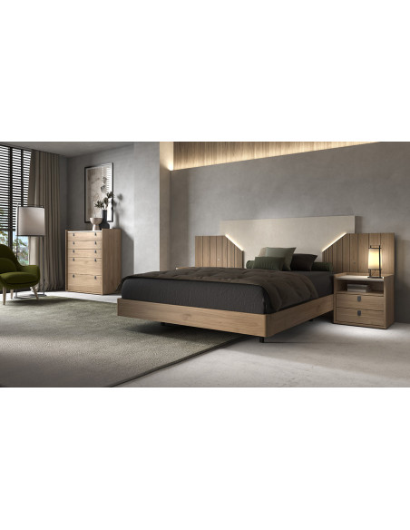 Salsa - Lit pour couchage 140x190 avec 2 chevets 