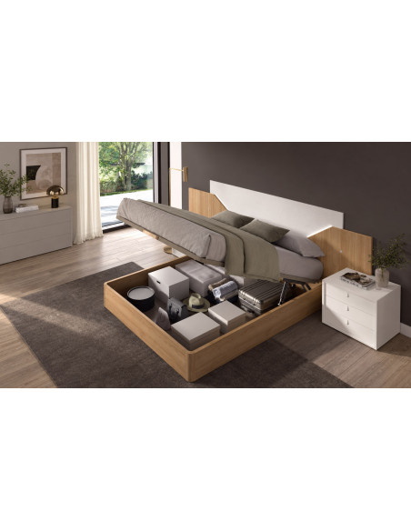 Salsa - Lit pour couchage 140x190 avec 2 chevets 