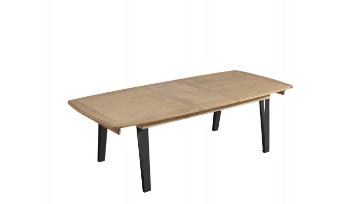 RAFFINE - Table pieds en métal 2 allonges de 46 cm existe en 3 finitions